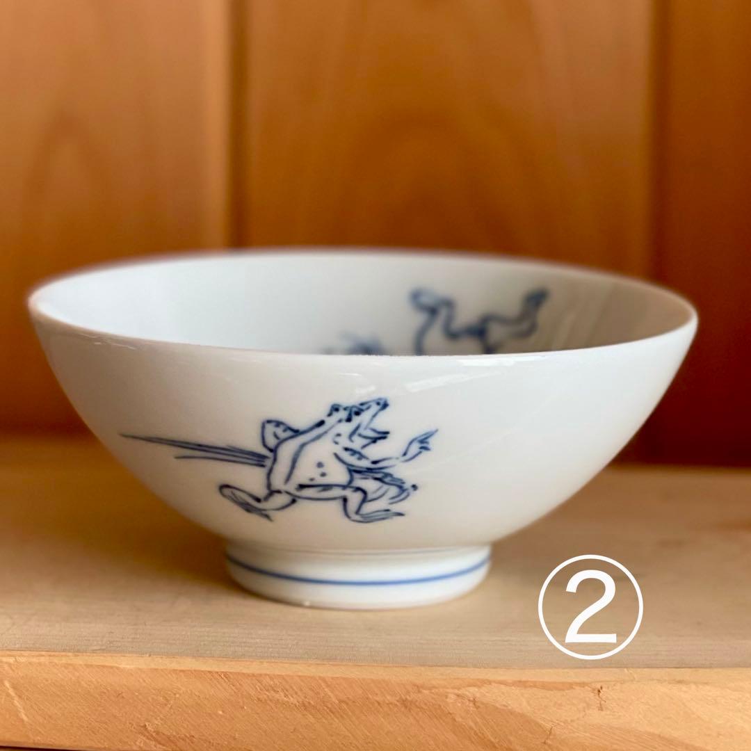 ウズラン様 染付 鳥獣戯画 ごはん茶碗5こ＋そばちょこカップ5こ