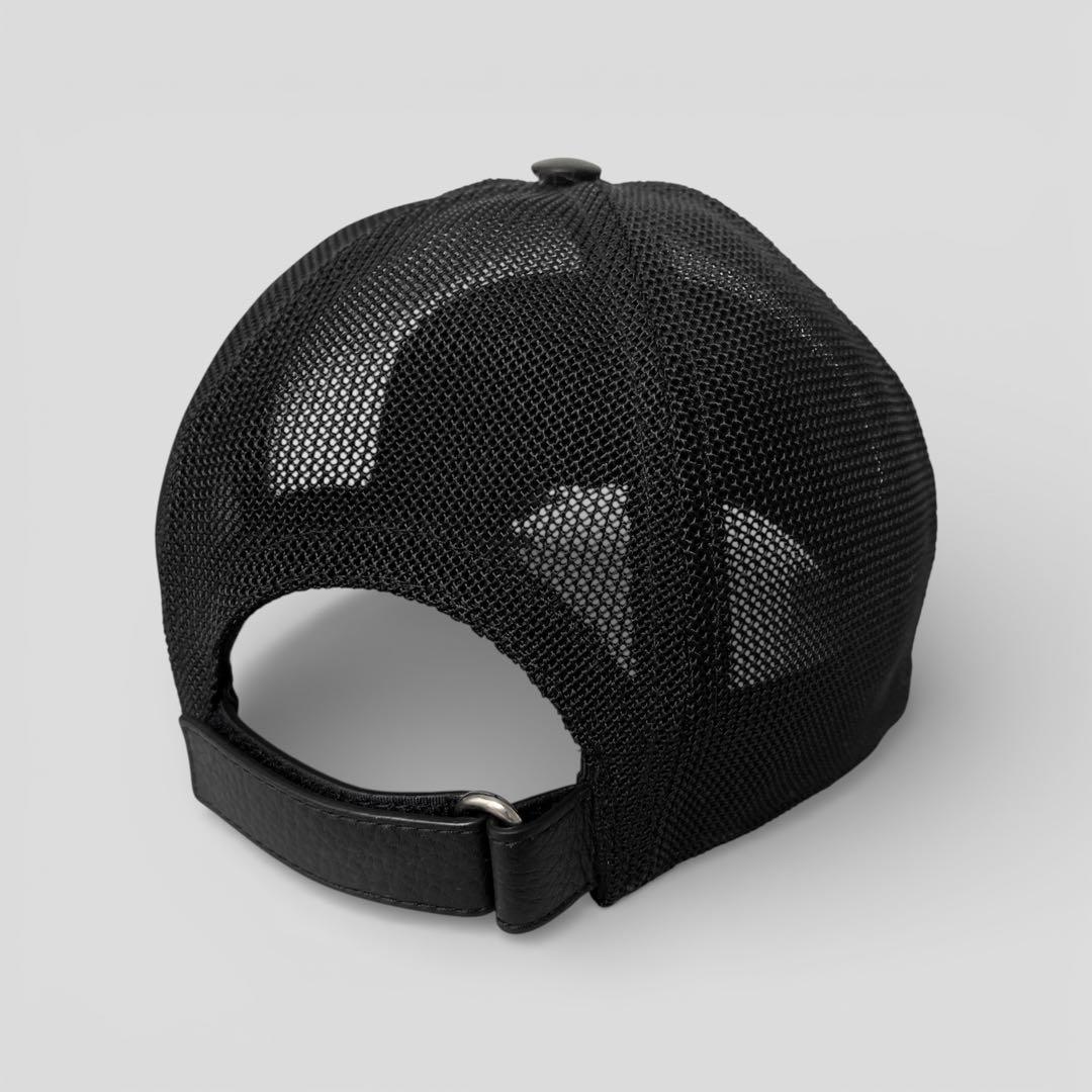 美品 グッチ ジャンボGG レザー キャップ メッシュ ブラック 帽子 L