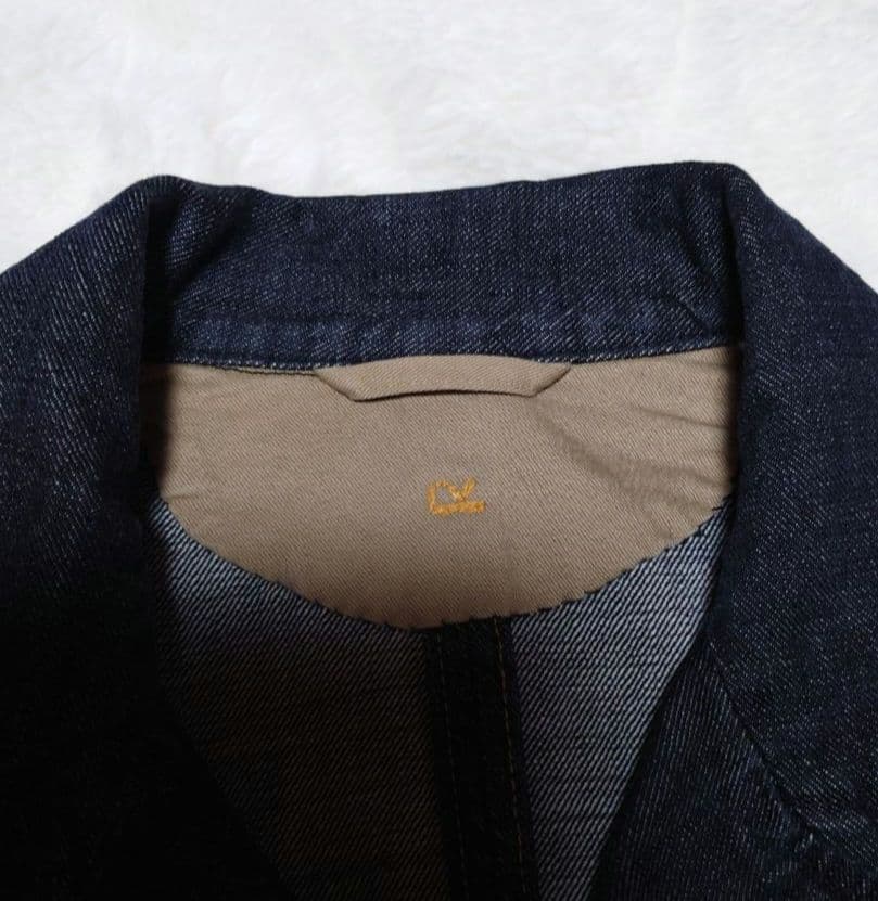 R刺繍ロゴ　45rpm　デニムショップコート　藍染め　サイズ 1　S〜M程度