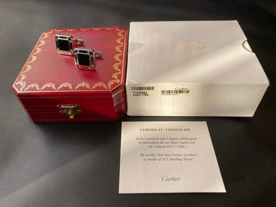 Cartier カルティエ　サントススクエアカフス　Ag925/オニキス　美品