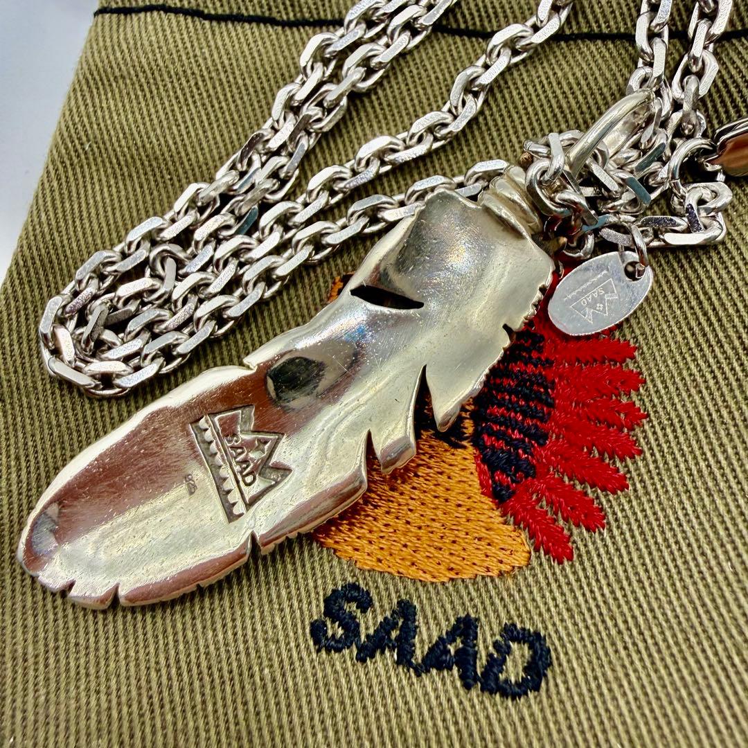 美品　SAAD ブロンズハートフェザー68mm ステンレスチェーンセット50cm