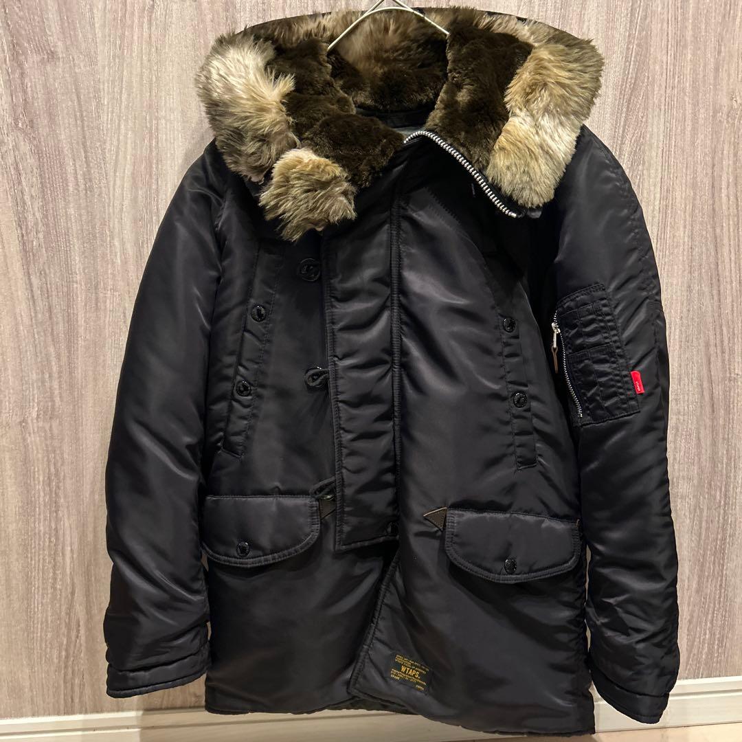 【美品】WTAPS 高級フライトナイロンジャケット ファー付き 赤タグ 古着 S