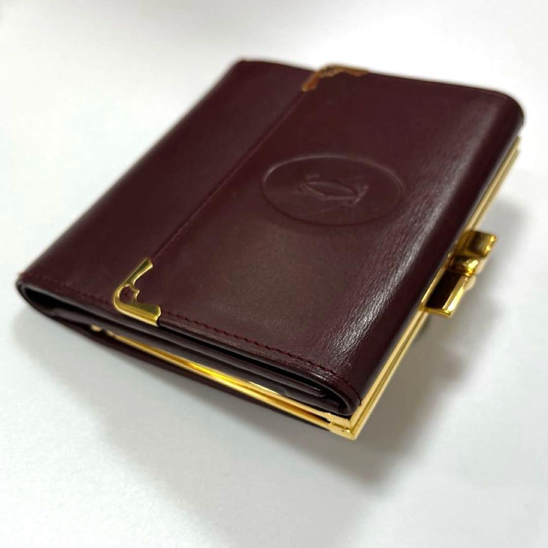 【美品】カルティエ　マストライン　がま口折り財布 ★ギャラあり★