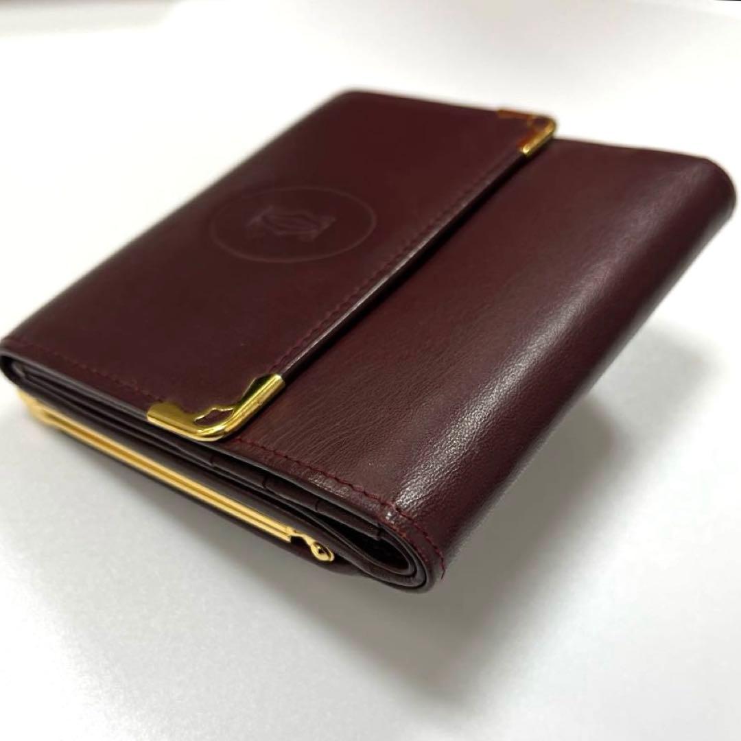【美品】カルティエ　マストライン　がま口折り財布 ★ギャラあり★