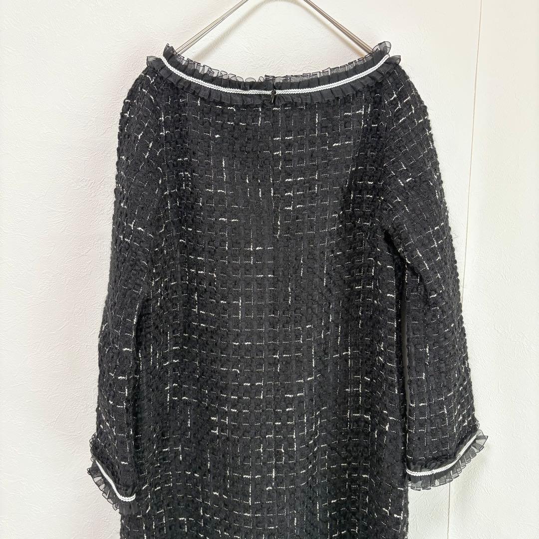 49AV.junko shimada ワンピース　L ツイード　フリル　ブラック