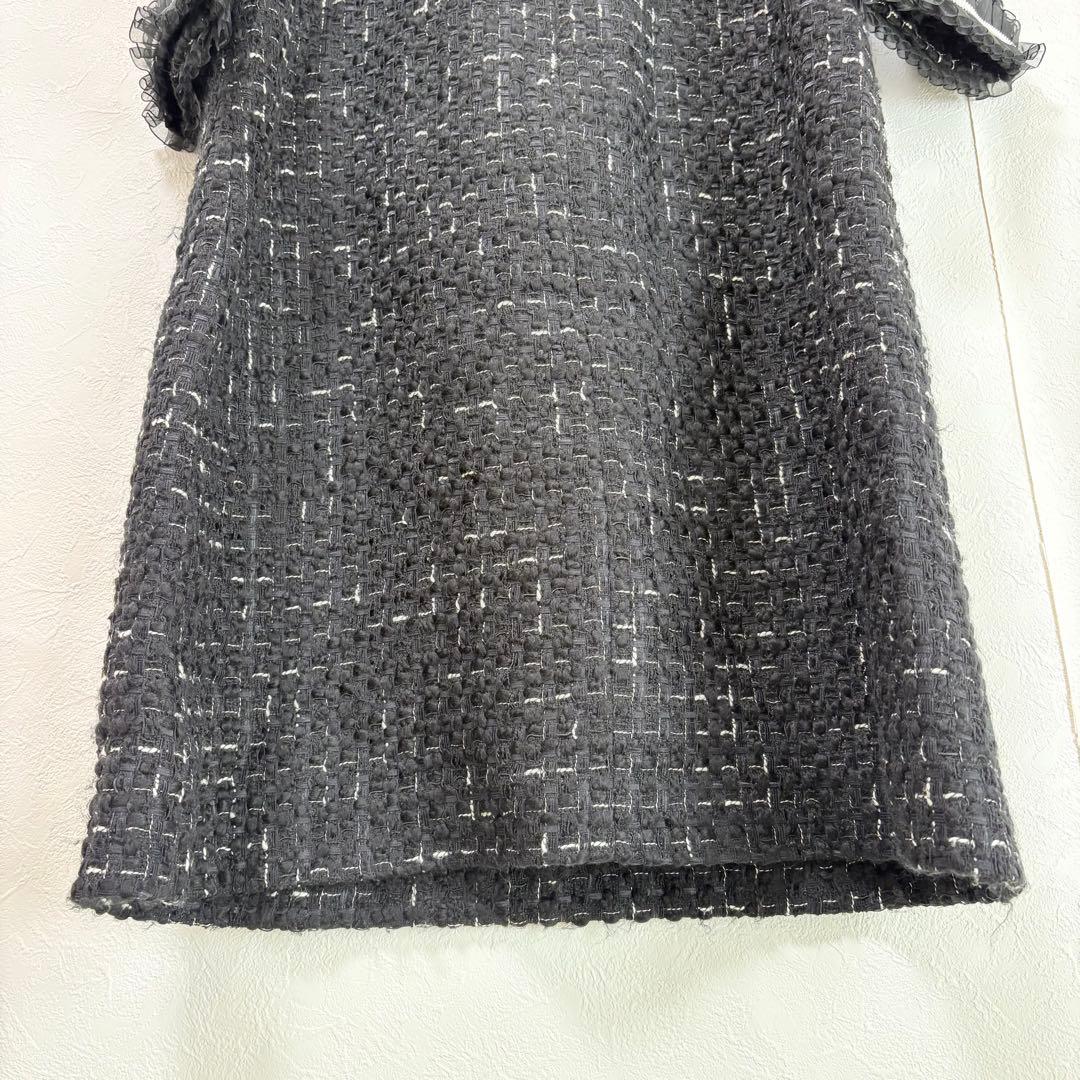 49AV.junko shimada ワンピース　L ツイード　フリル　ブラック