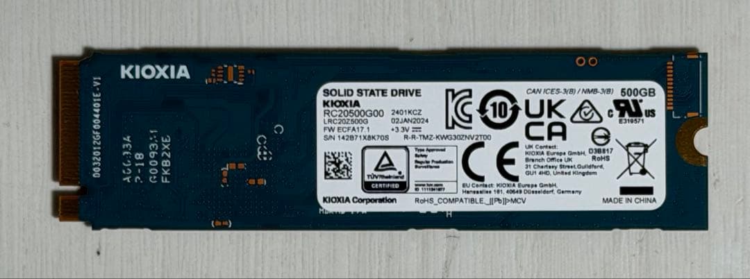 m.2SSD KIOXIA EXCERIA G2 500GB PCIE3.0×4