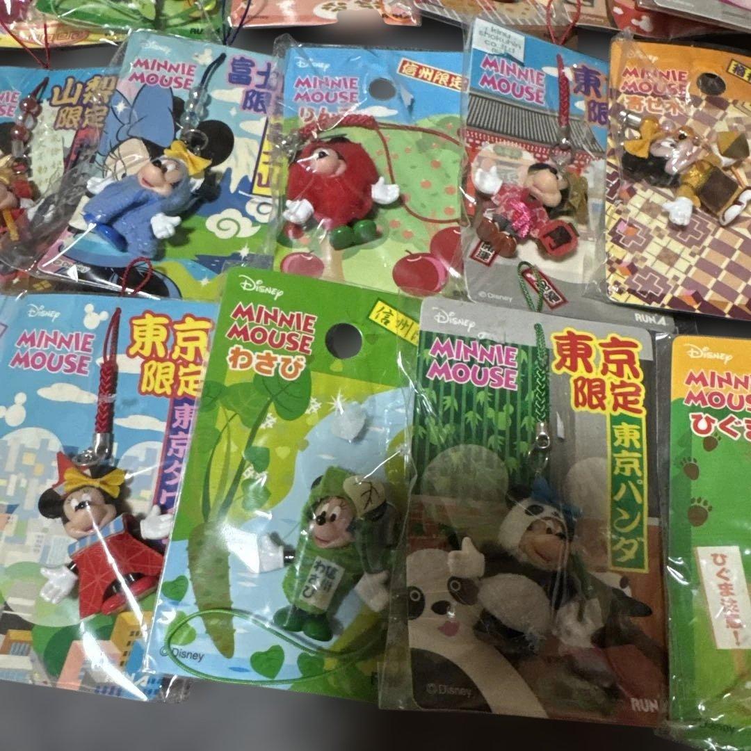 ミッキー&ミニーご当地着ぐるみストラップ　35個大量まとめ売り　レトロ