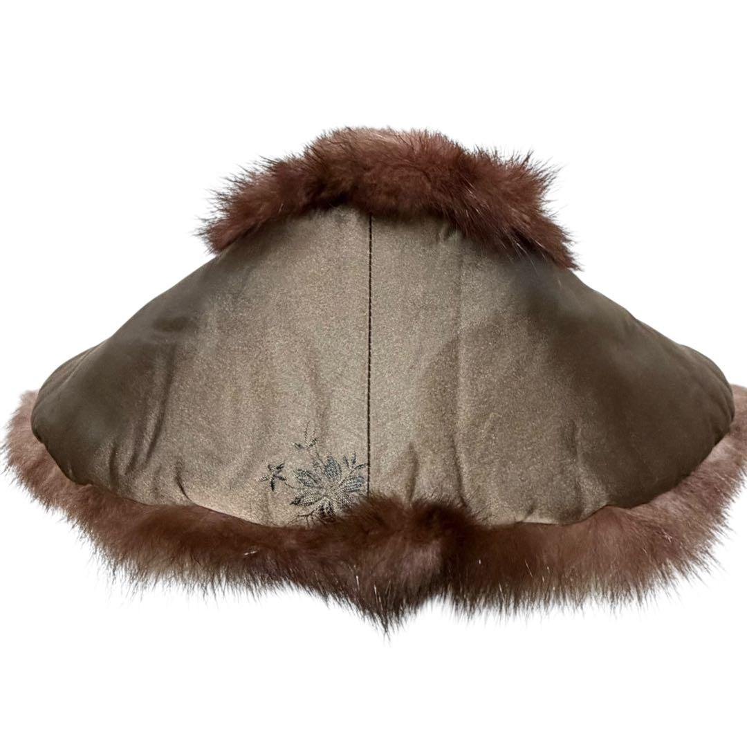 美品✨カナディアンセーブル 本毛皮 リアルファー ショール マフラー ブラウン系