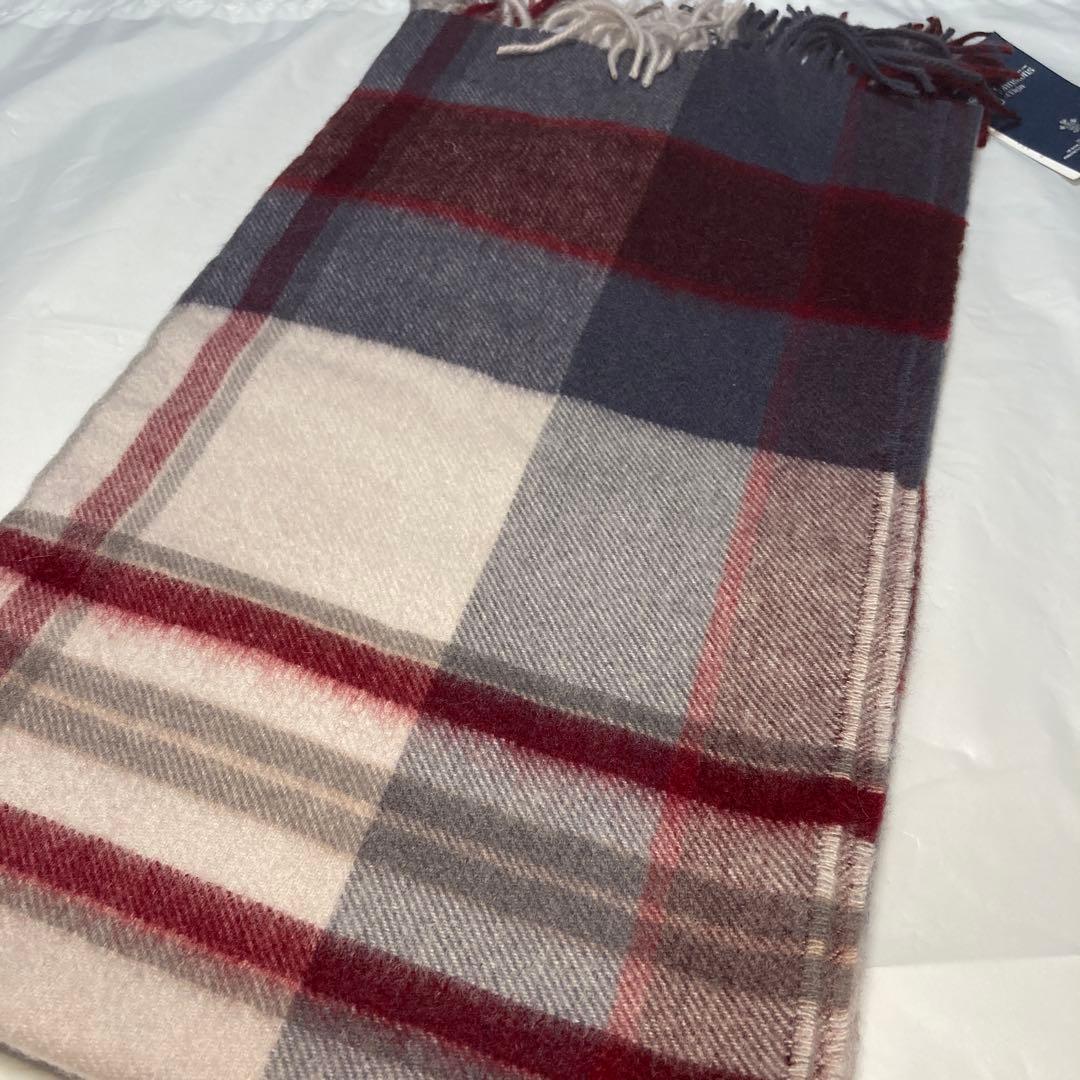 新品 ジョンストンズ カシミヤ100％ 中大判ストール ボルドー チェック