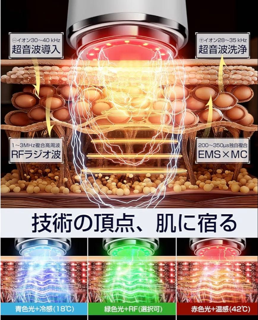 【半額セール】新品 美顔器 高周波 EMS RF MC 1台18役 激得