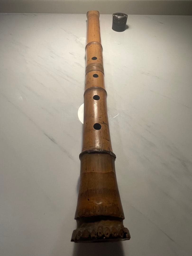 【真竹製 地無し尺八】1尺8寸 廼風銘 継ぎ有 現状品 和楽器
