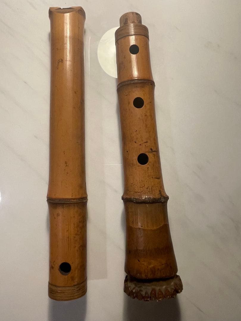 【真竹製 地無し尺八】1尺8寸 廼風銘 継ぎ有 現状品 和楽器