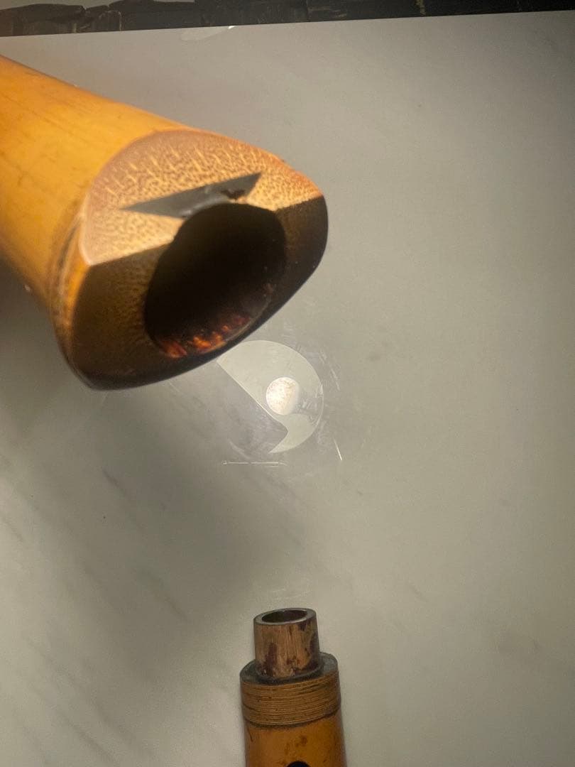 【真竹製 地無し尺八】1尺8寸 廼風銘 継ぎ有 現状品 和楽器