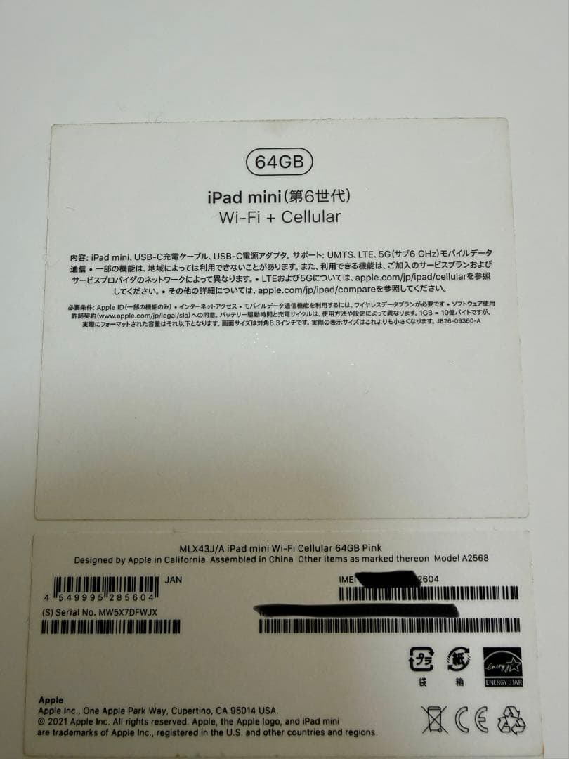 iPad mini (第6世代) 64GB Cellular ジャンク 売り切り