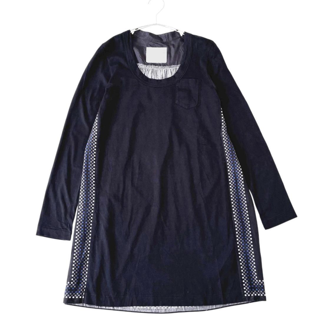 美品　sacai　ドッキングTシャツ　長袖カットソー　トップス　サカイ　ギャザー