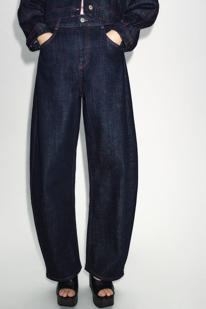 完売品 ZARA Z1975ハイウエストバレルフィットデニムパンツ EU38