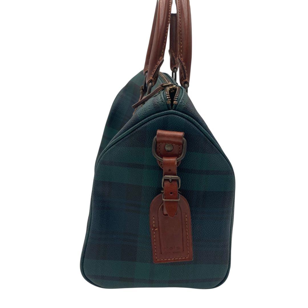 Ralph Lauren ダークグリーン チェック ミニボストンバッグ