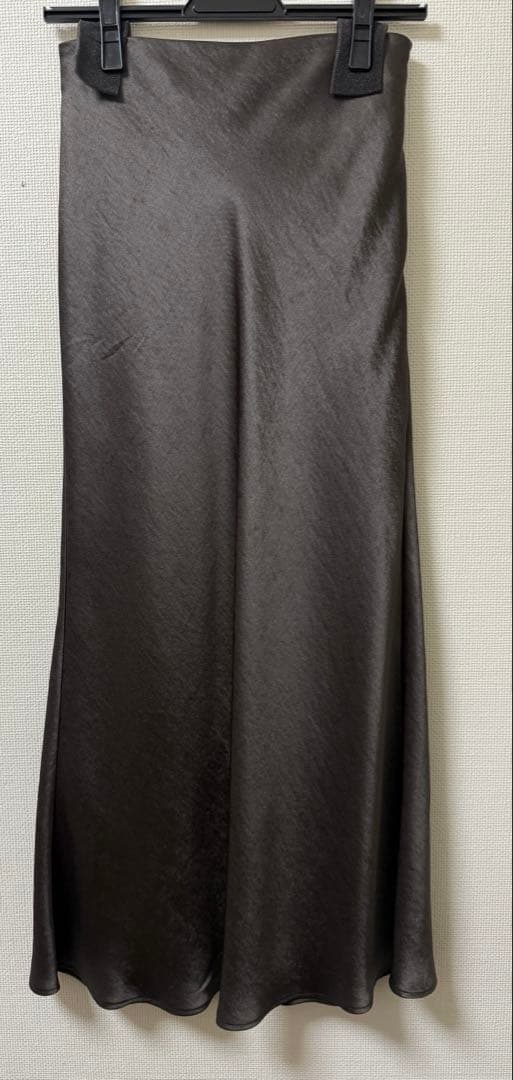 anuans サテンナロースカート CHARCOAL BROWN Sサイズ