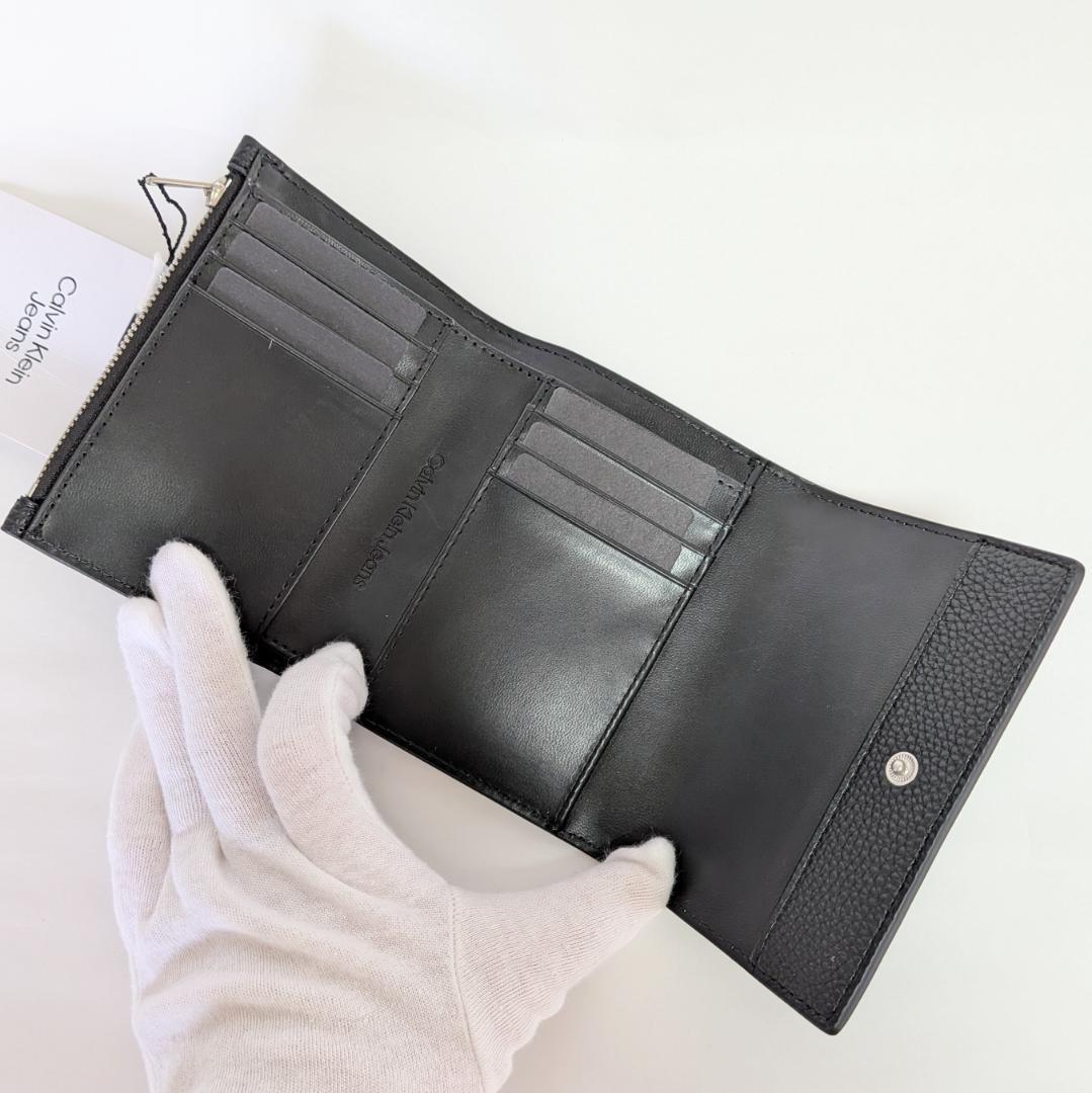   折財布 ブラック シンプル CKロゴ メタル