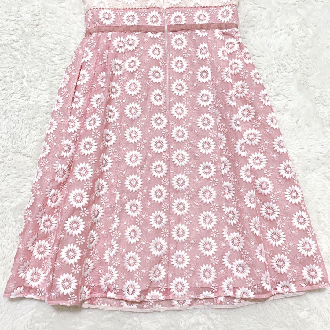 TOCCA トッカ　フェリシア　ワンピース　ドレス　　花柄　刺繍　フレア　ピンク