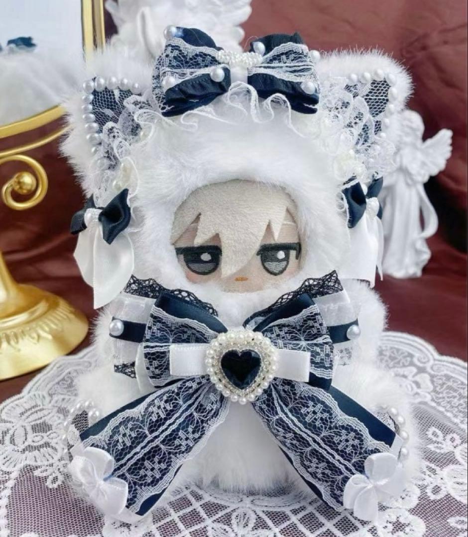 ♡おすわりぬい服 着ぐるみ 猫耳　白x青、白xオレンジ13cm合計２個♡
