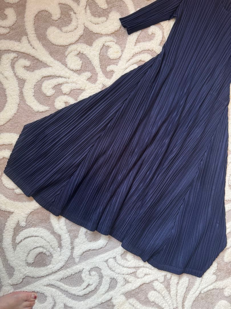 ISSEY MIYAKE PLEATS PLEASE ネイビー ワンピース