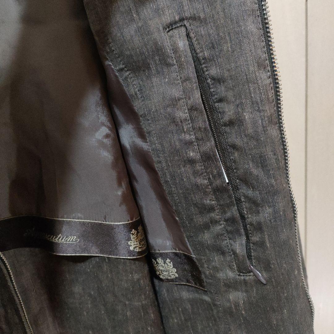 Aquascutum グレー スタンドカラー ジャケット Mシルク混　絹麻