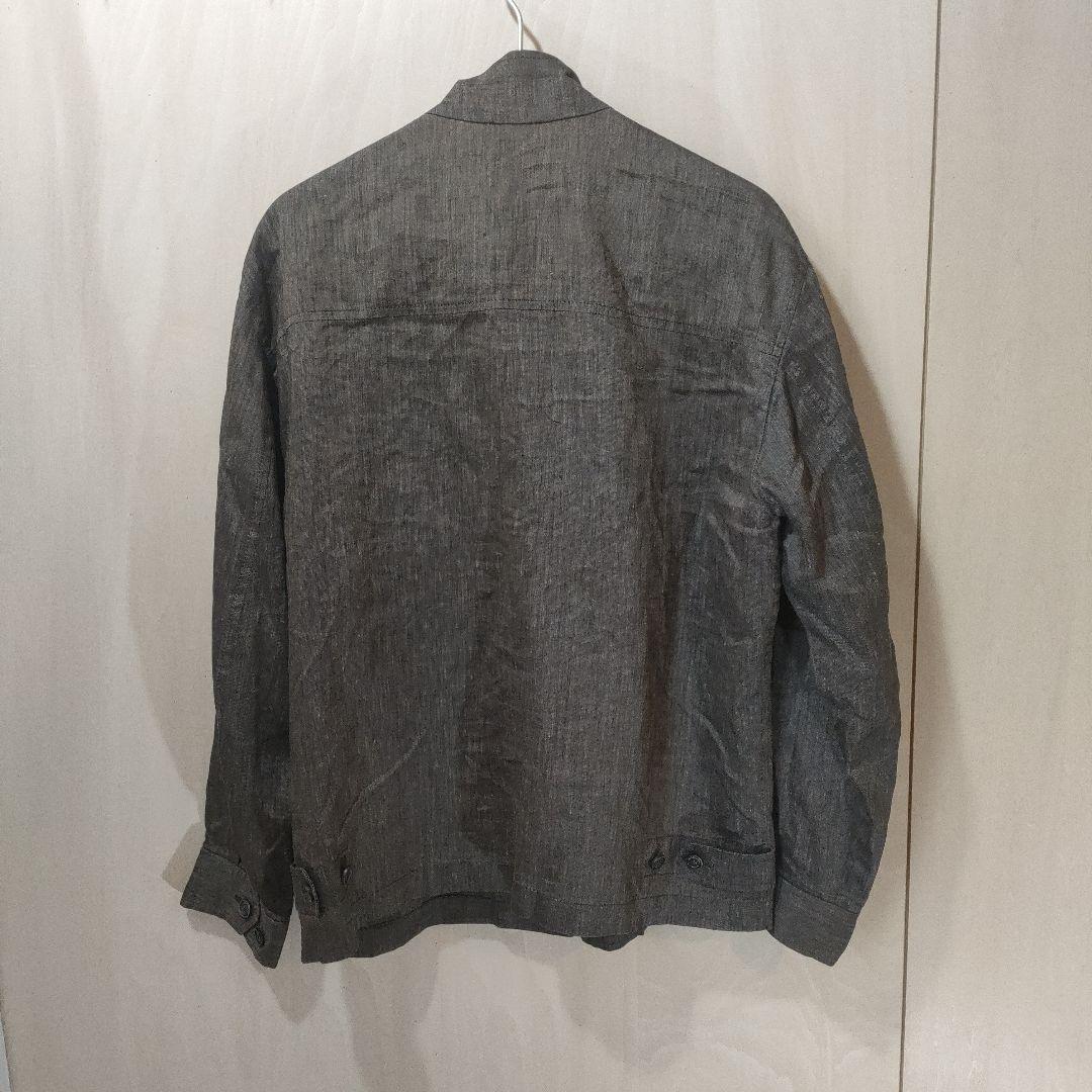 Aquascutum グレー スタンドカラー ジャケット Mシルク混　絹麻