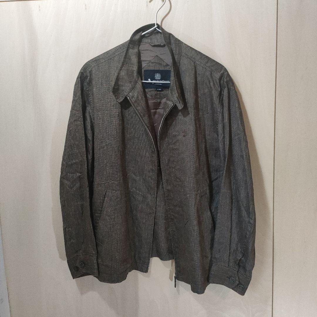 Aquascutum グレー スタンドカラー ジャケット Mシルク混　絹麻