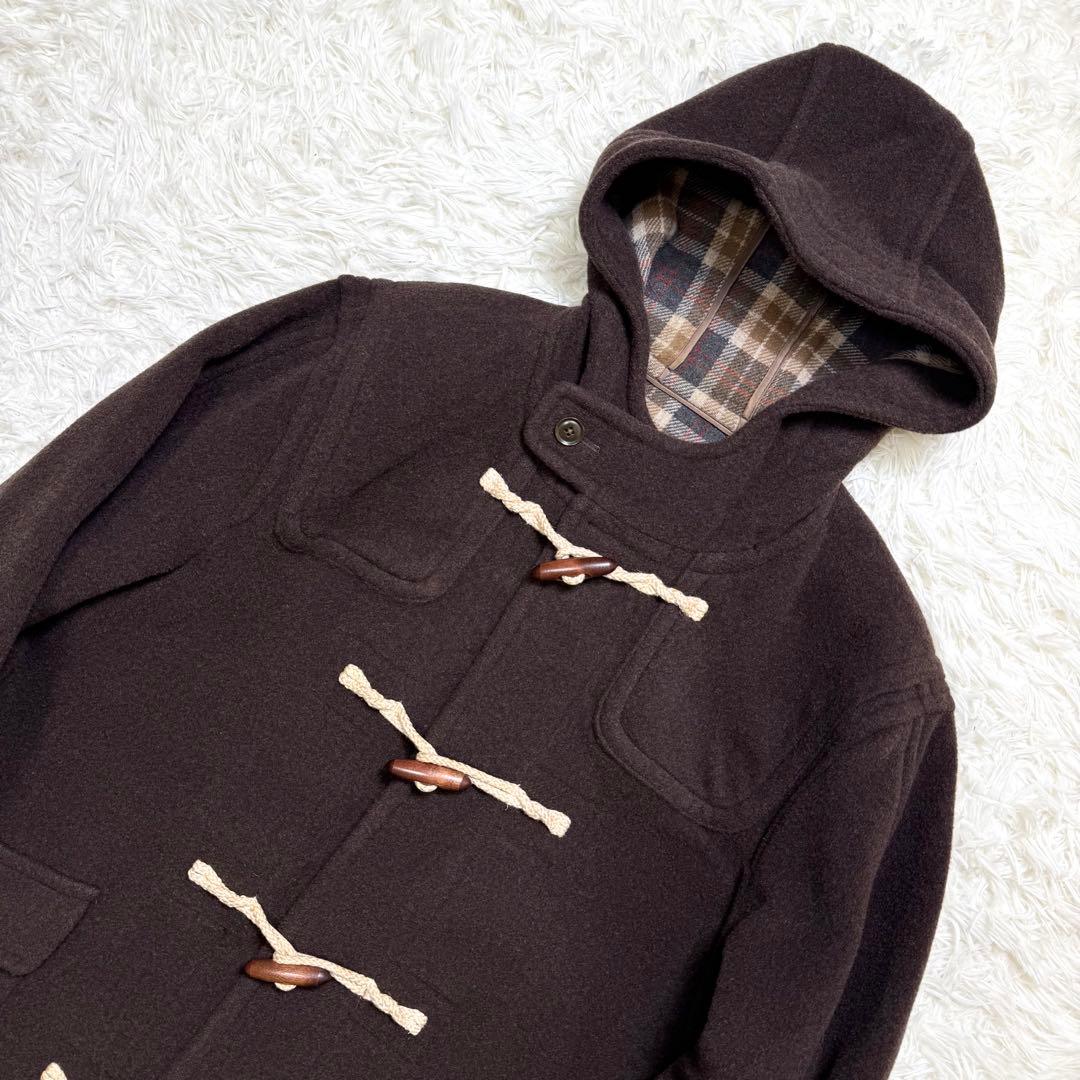 EAST BOY ダッフルコート ロング丈 チェック フード Lサイズ ブラウン