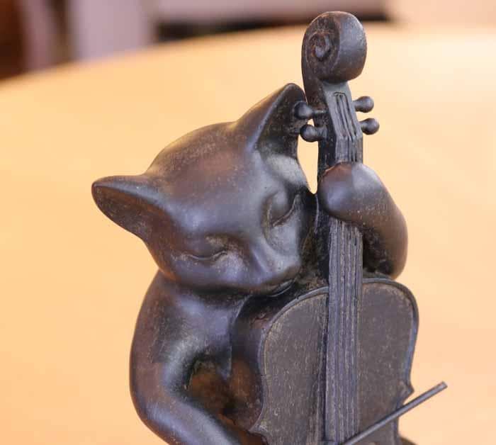 樹脂製 猫のオーケストラ 4体セット 置物 レトロ フィギュア ネコ