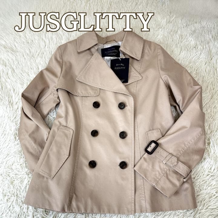 新品タグ付き JUSGLITTY ショートトレンチコート ダブルボタン