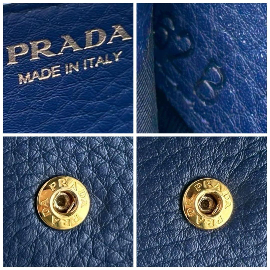 希少✨PRADA ヴィッテロダイノ 長財布 金ロゴ レザー ネイビー