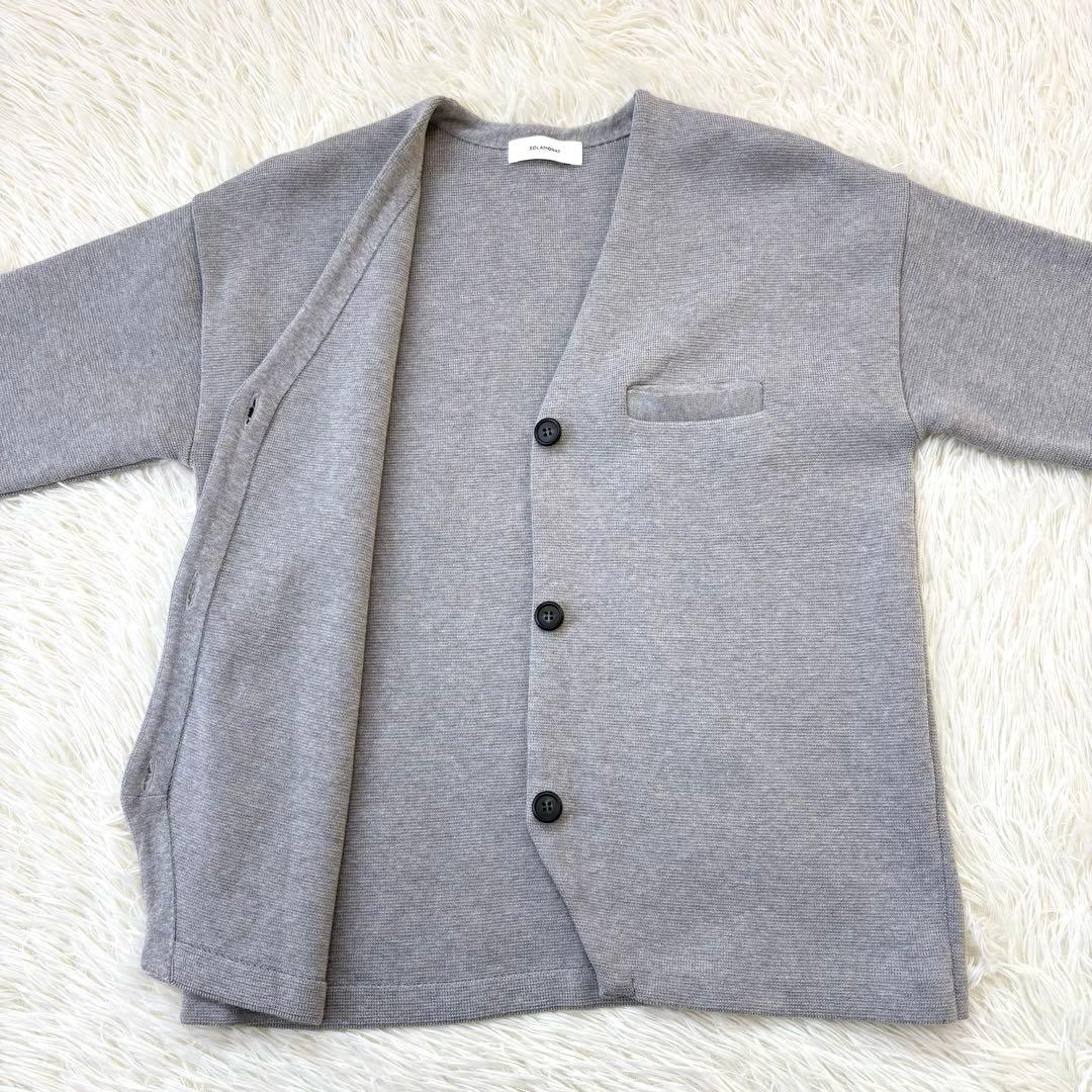 SOLAMONAT ソラモナ ウエハースニット ノーカラージャケット 杢グレー