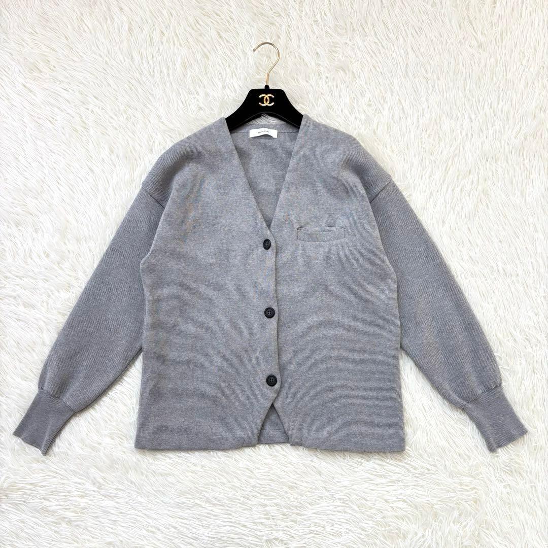 SOLAMONAT ソラモナ ウエハースニット ノーカラージャケット 杢グレー