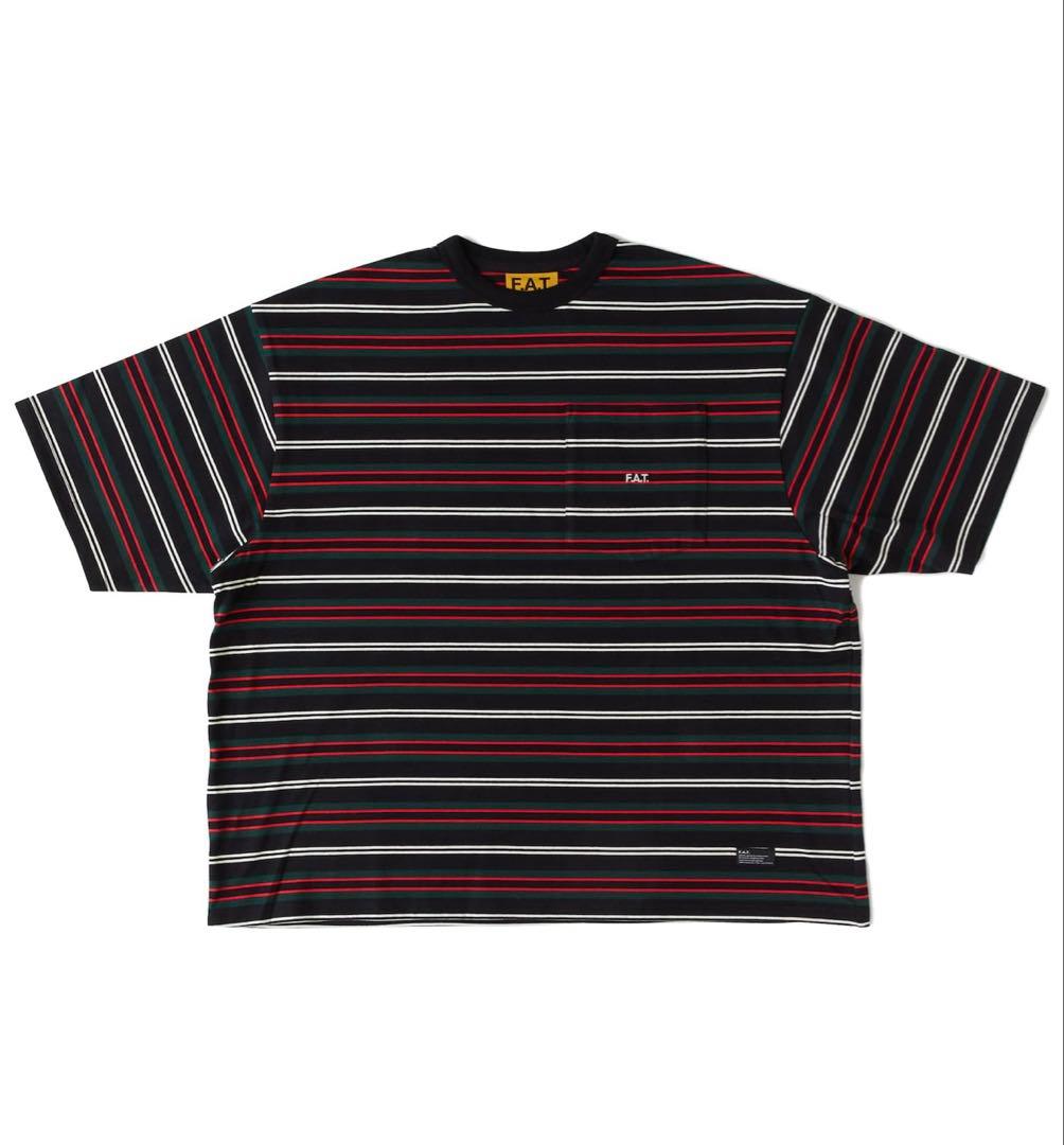 美品FAT◼️MEGARDERストライプ ブラック Tシャツ