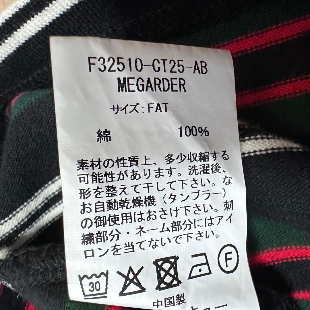 美品FAT◼️MEGARDERストライプ ブラック Tシャツ