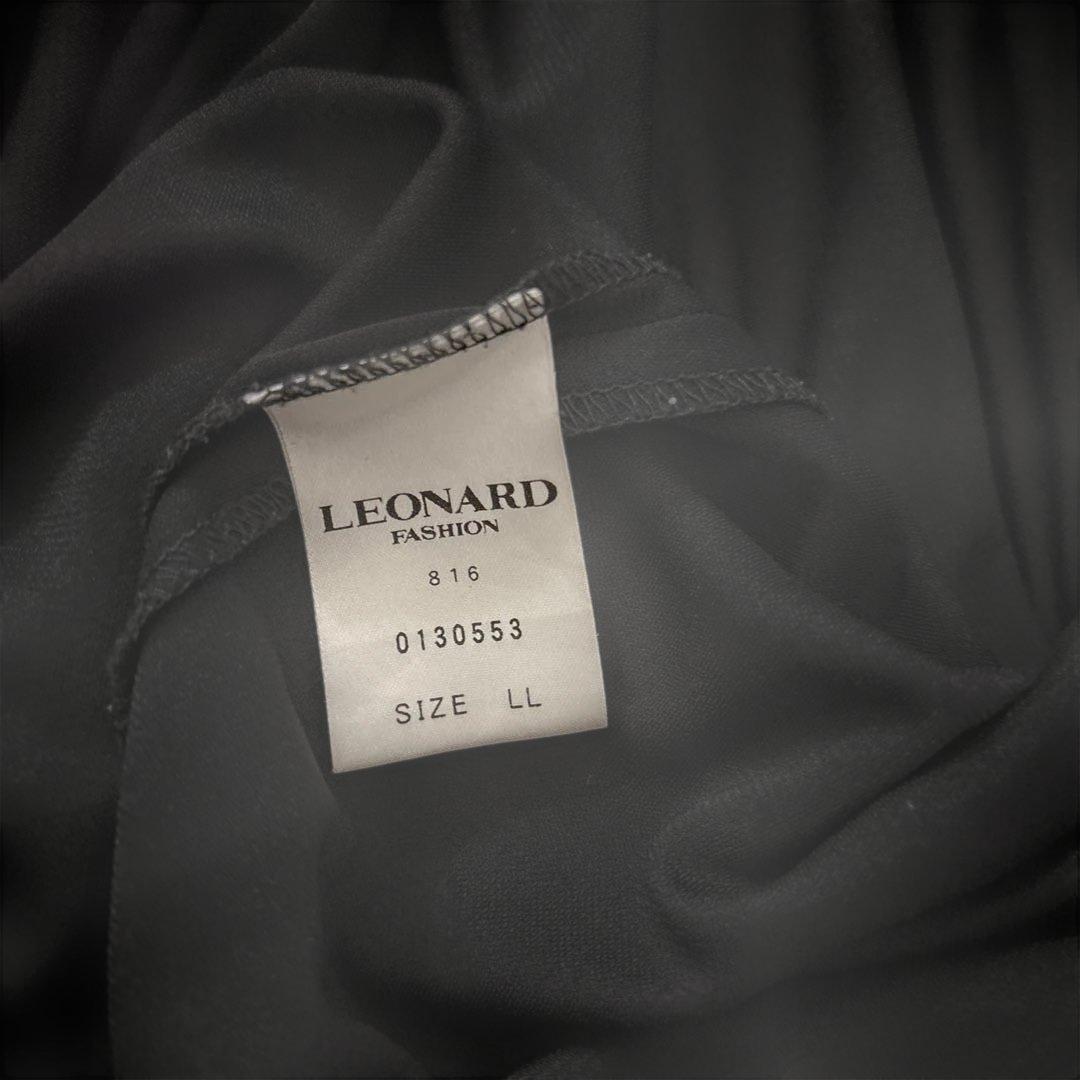 LEONARD 黒 Vネック 半袖ワンピース