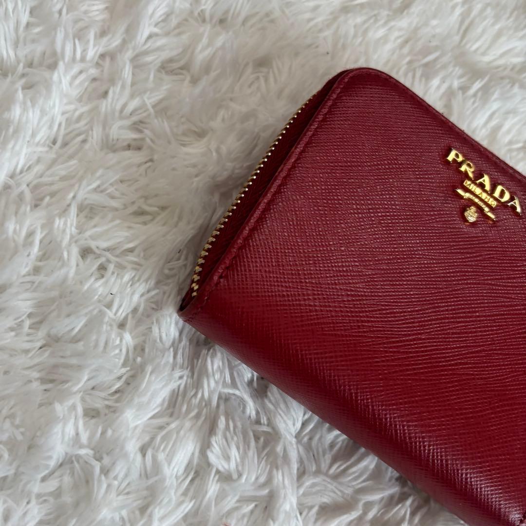 PRADA プラダ 付属品付き1ML036 二つ折り財布 サフィアーノ レッド
