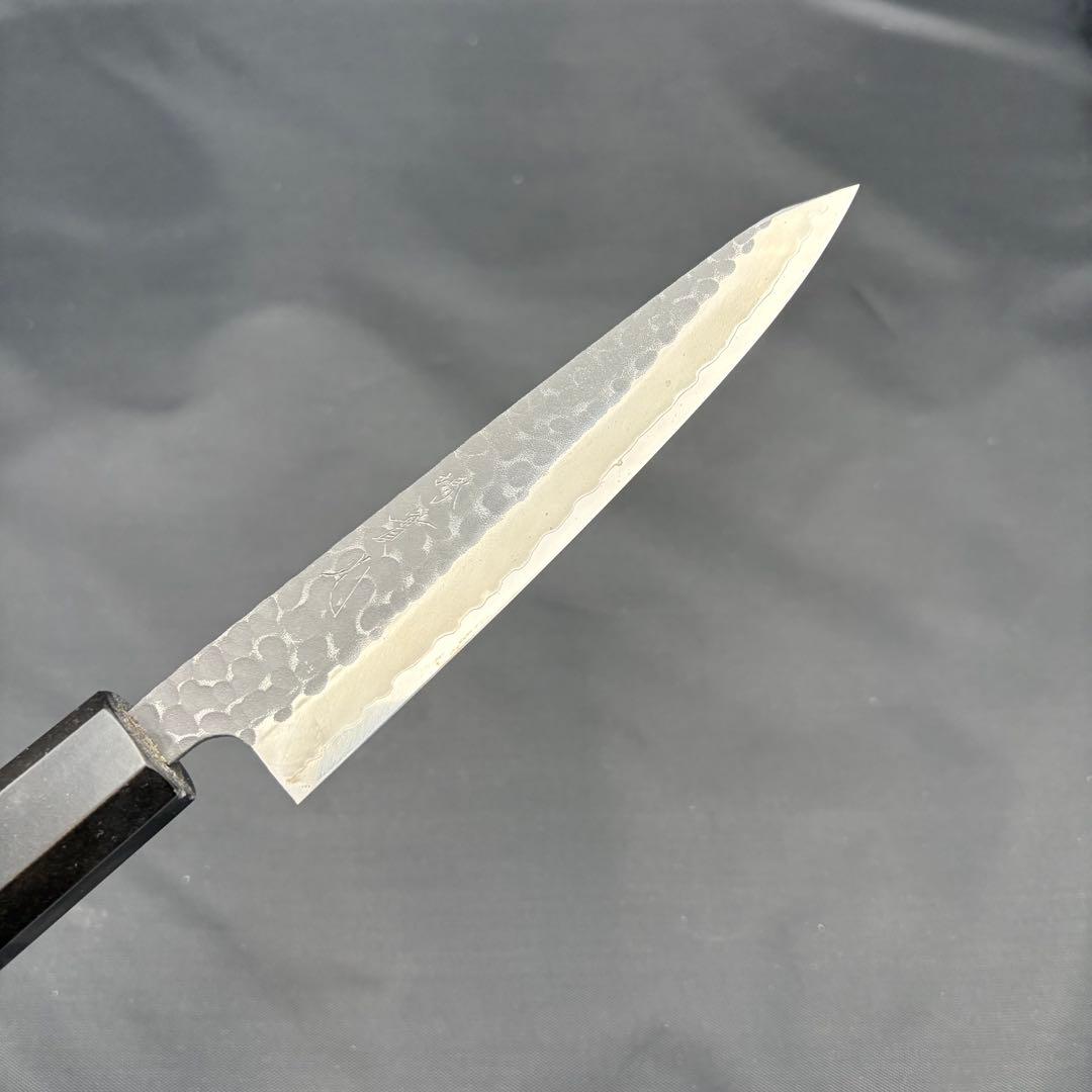 ゆ*ぅ様 ぺティナイフ。ハガネ:青紙スーパー。黒打ち。切付。黒檀八角柄。堺實光。