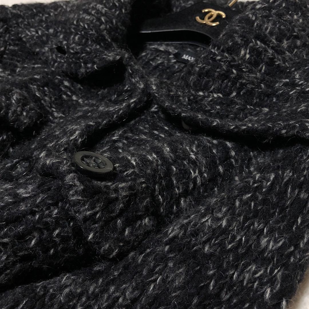 極美品　マックス&コー　ロングコート　ニットケーブル　モヘア　ダークグレー系