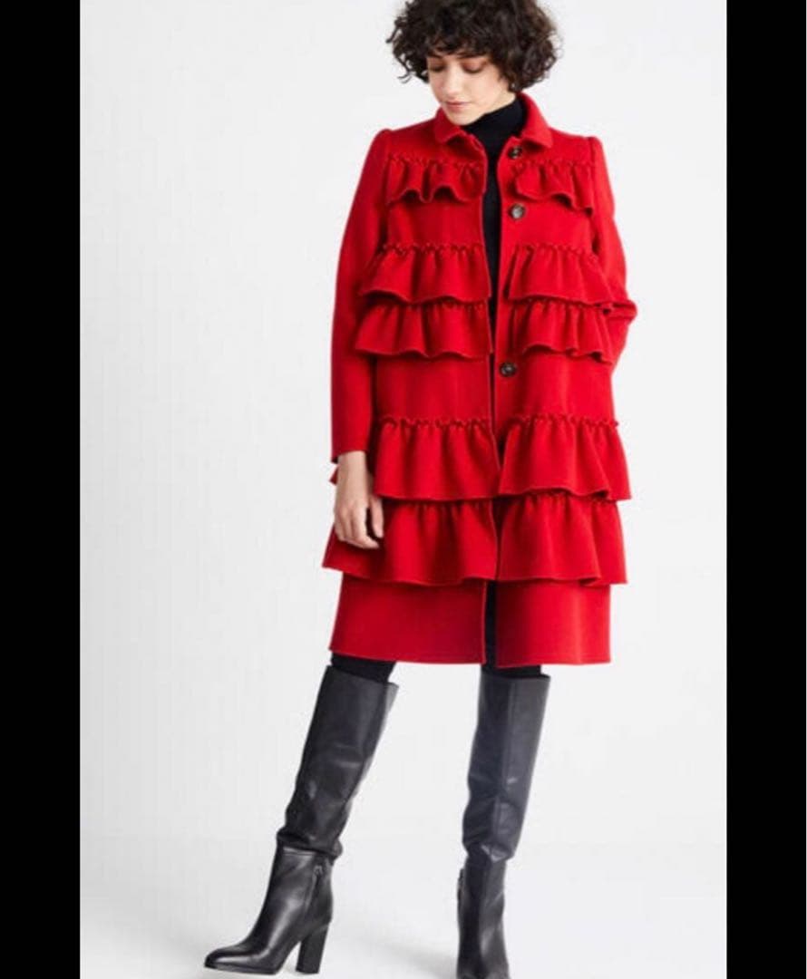 【新品】BORDERS at BALCONY ラッフル　フリルコート 赤　レッド