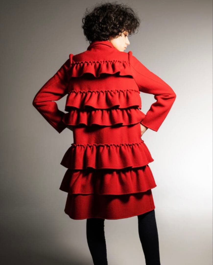 【新品】BORDERS at BALCONY ラッフル　フリルコート 赤　レッド