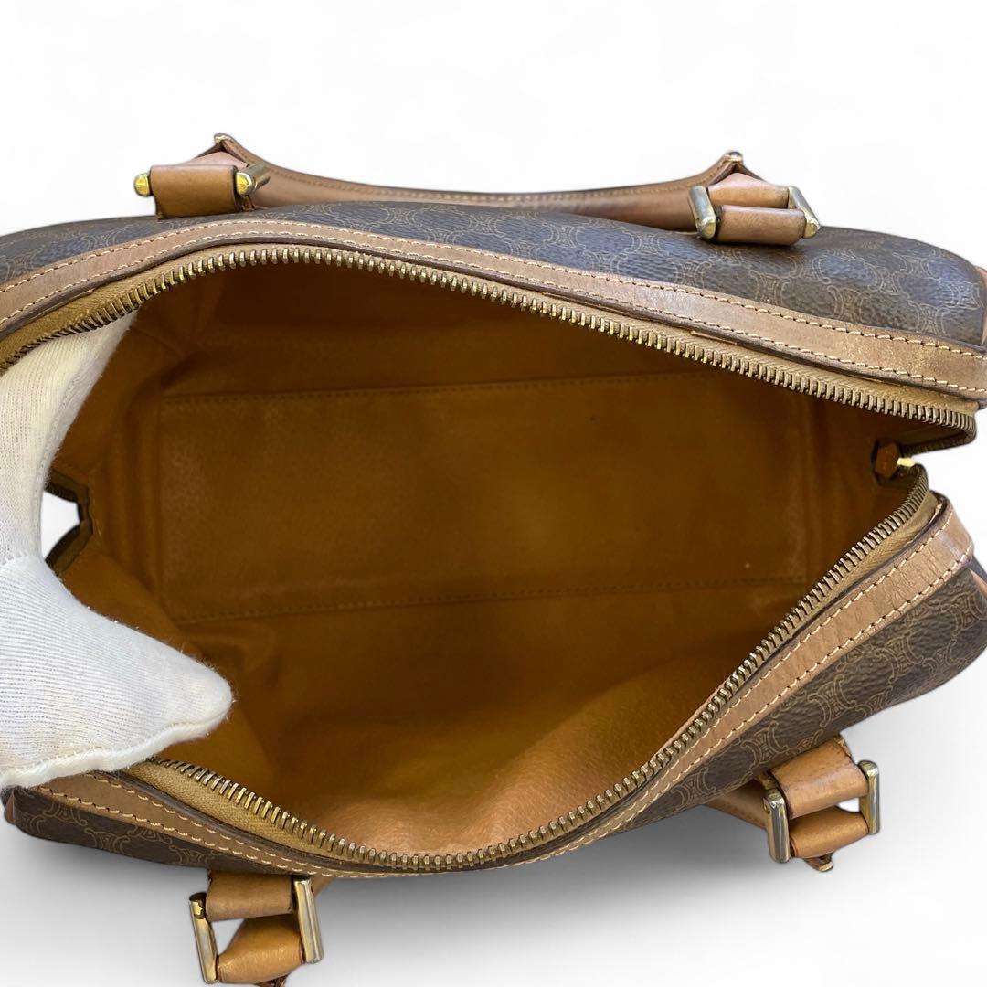 【良品】 セリーヌ マカダム柄 ボストンバッグ 金具 トリオンフ レザー