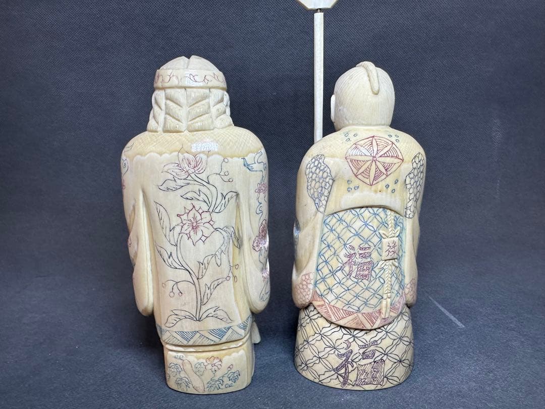 高砂夫婦　長寿　仏像　時代物 置物　縁起物　開運　厄除け　重さ：約733克
