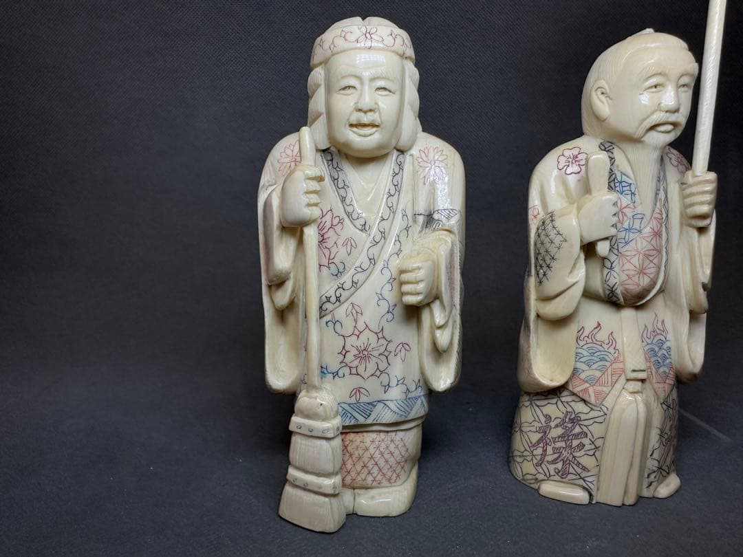 高砂夫婦　長寿　仏像　時代物 置物　縁起物　開運　厄除け　重さ：約733克