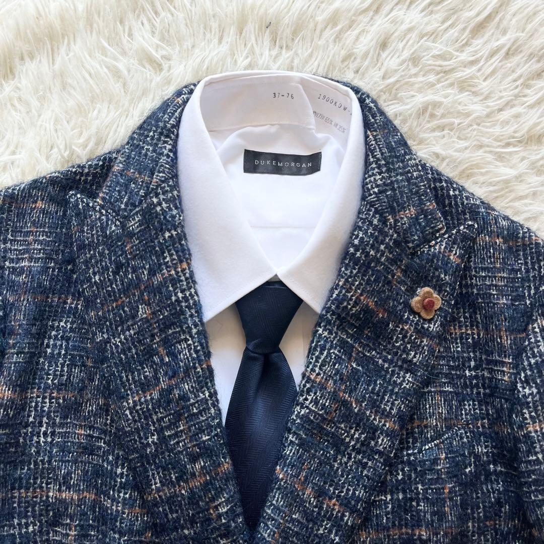 <美品>LARDINI ダブル ウール ツイード ジャケット サイズ44
