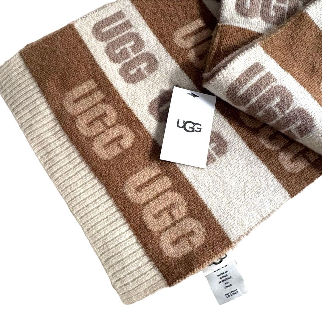 新品未使用タグ付き UGG グラフィック ロゴ スカーフ マフラー 総ロゴ