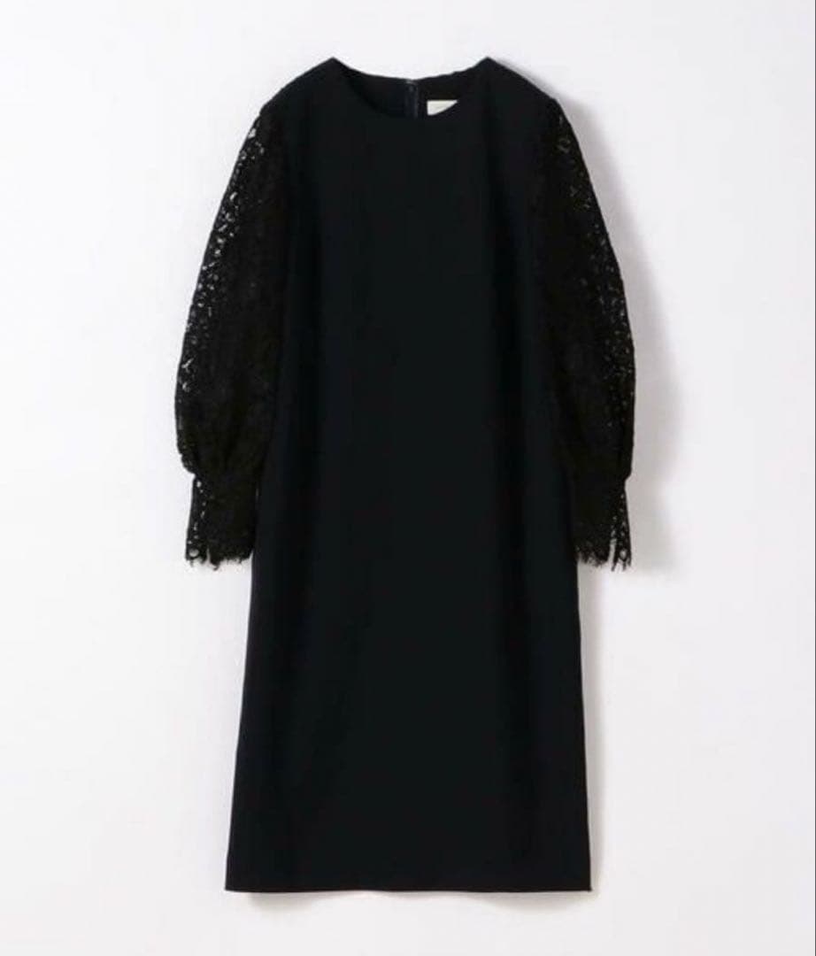 【新品】トゥモローランド ドライダブルクロスレースコンビ クルーネックワンピース